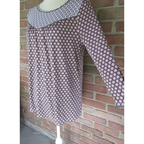 Boden Natasha Jersey Top Womens Size 8 Star Print 3/4 Sleeve Crewneck Stretch - Picture 5 of 16